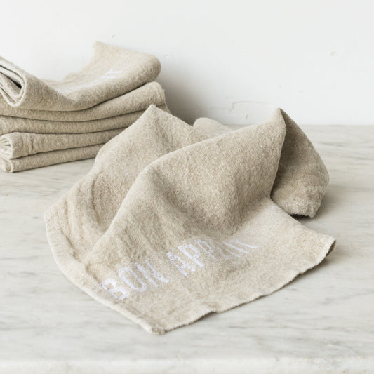 Lot de 4 serviettes Bon Appetit | Naturelles et blanches
