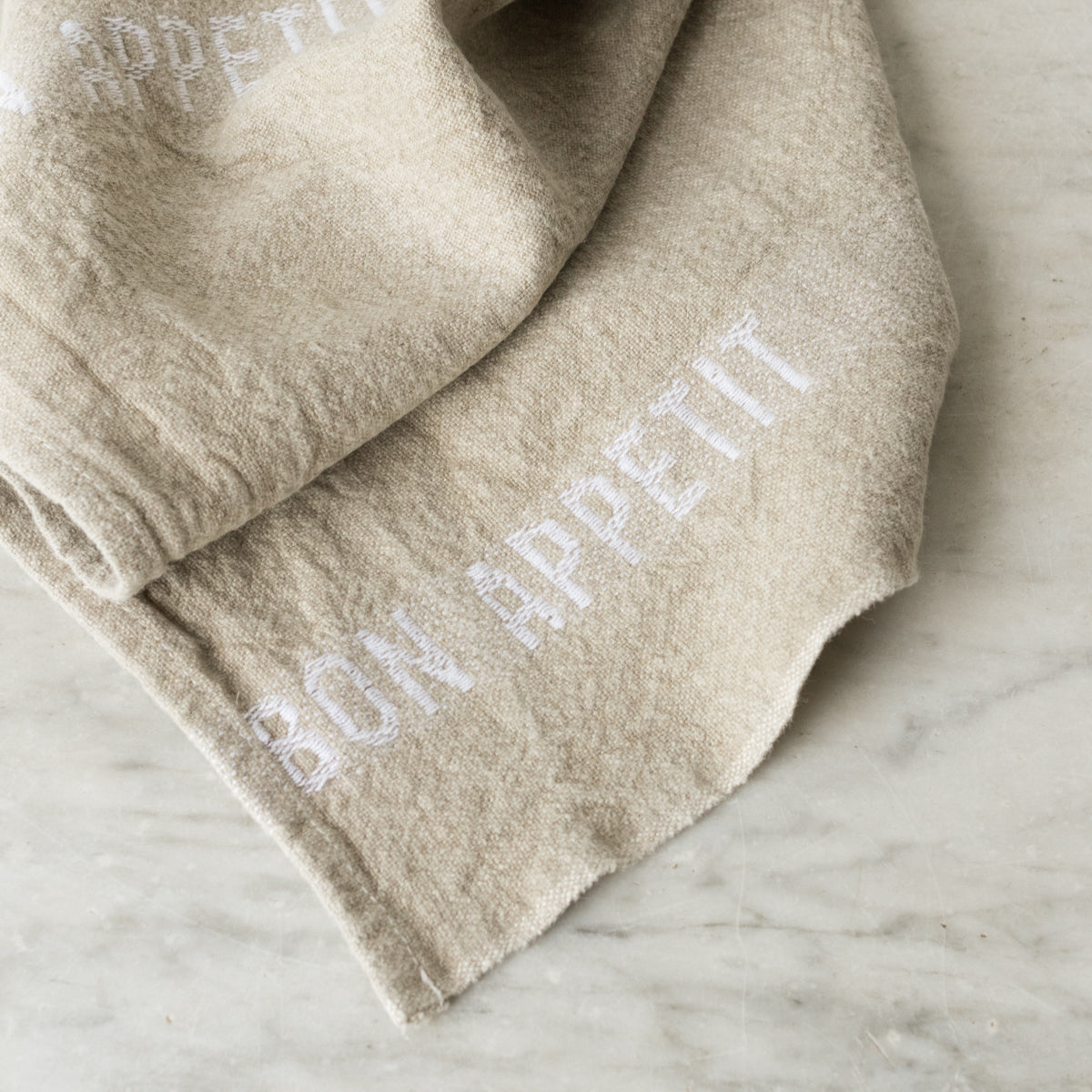 Lot de 4 serviettes Bon Appetit | Naturelles et blanches