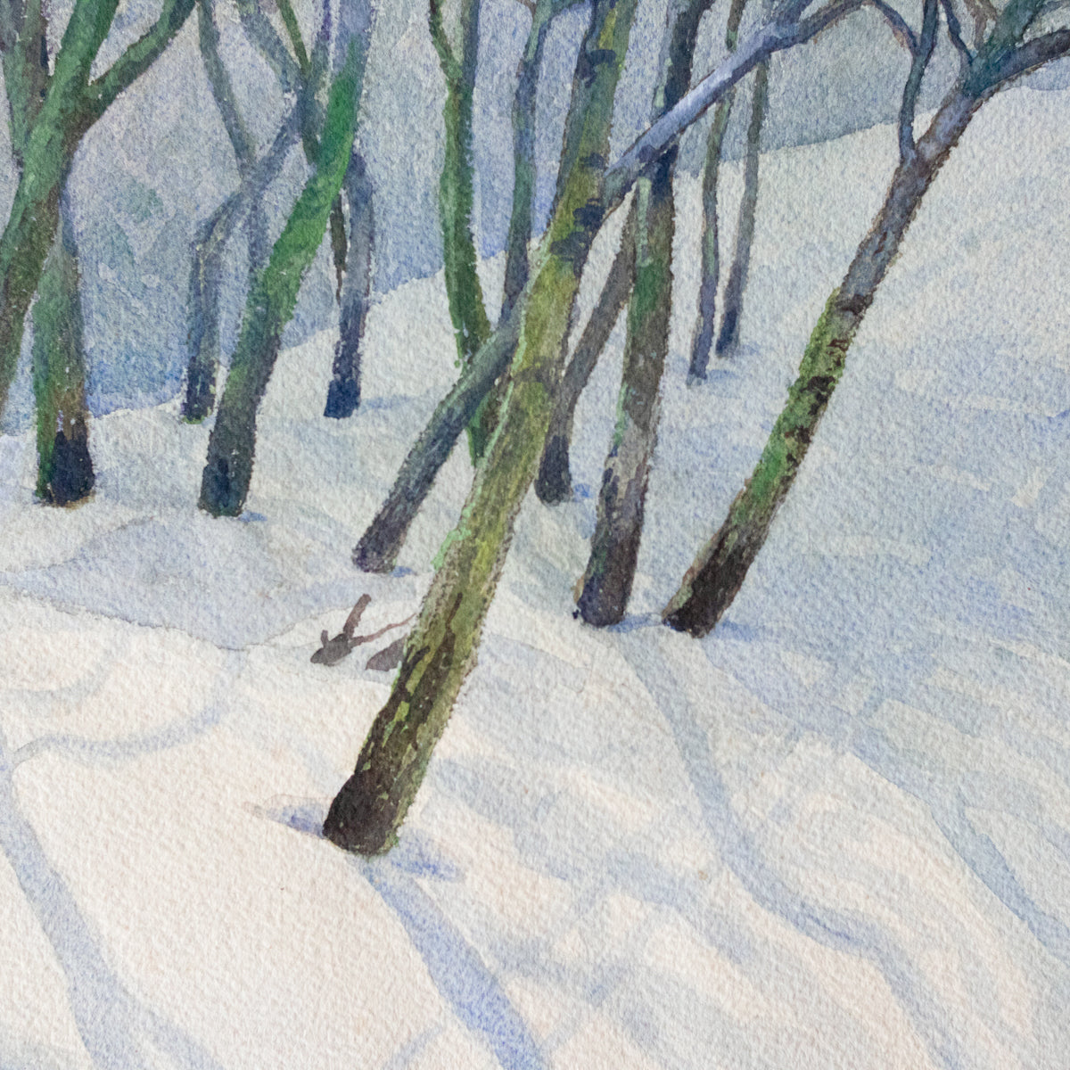 Peinture à l'aquarelle de paysage enneigé