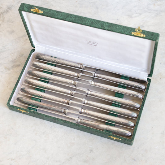 Ensemble de 12 couteaux vintage en argent