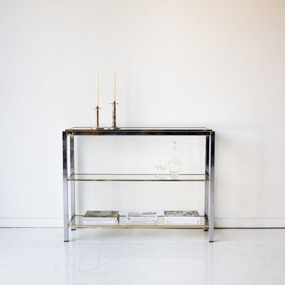 Console vintage en nickel et laiton