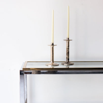 Console vintage en nickel et laiton