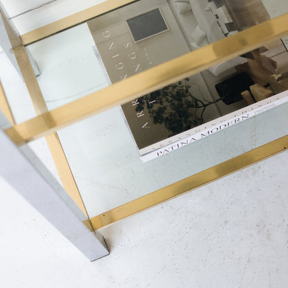 Console vintage en nickel et laiton