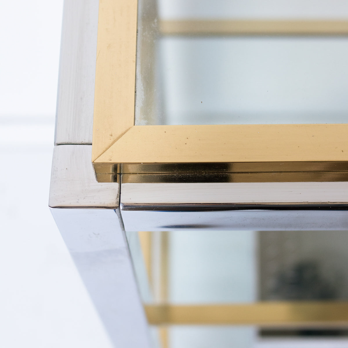 Console vintage en nickel et laiton