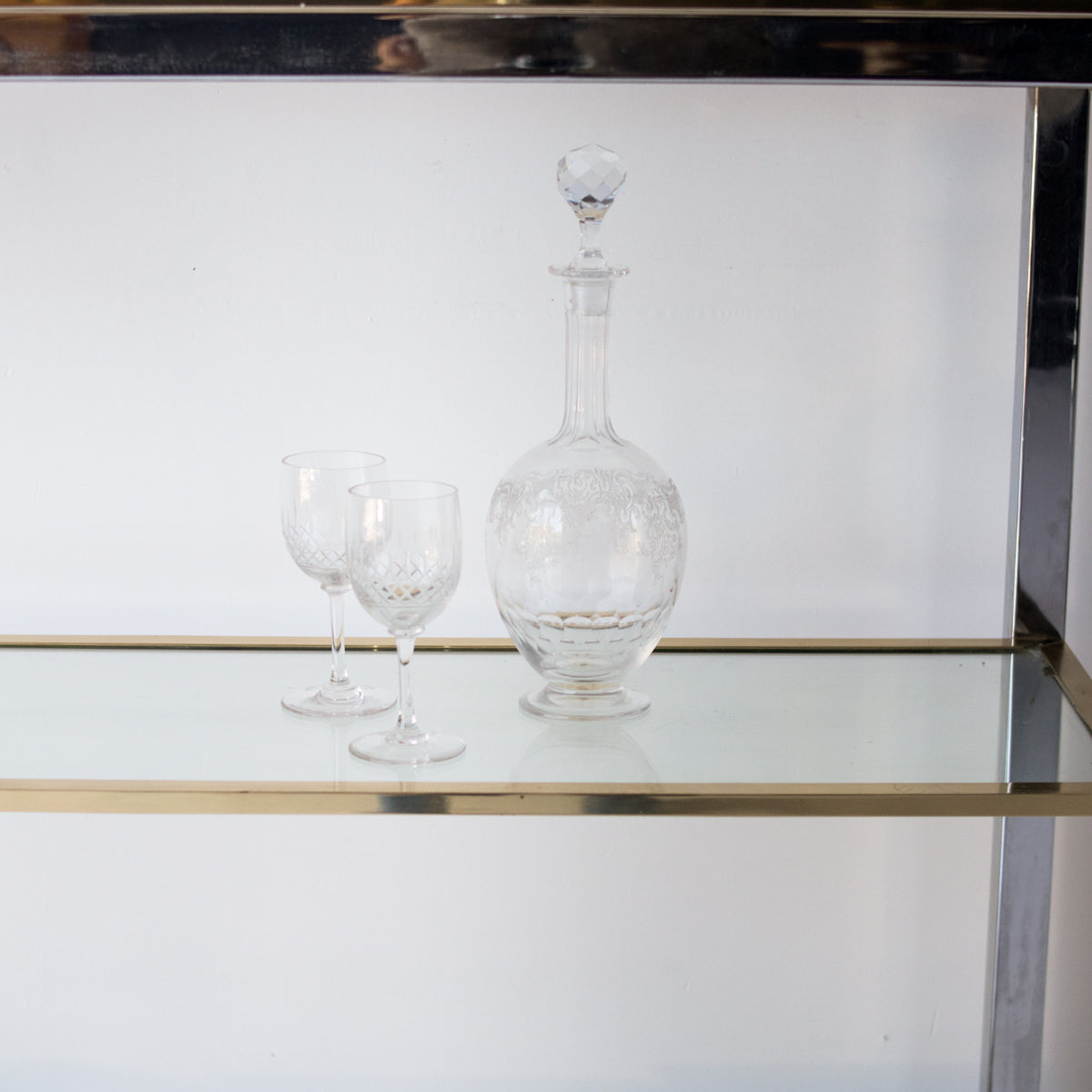Console vintage en nickel et laiton
