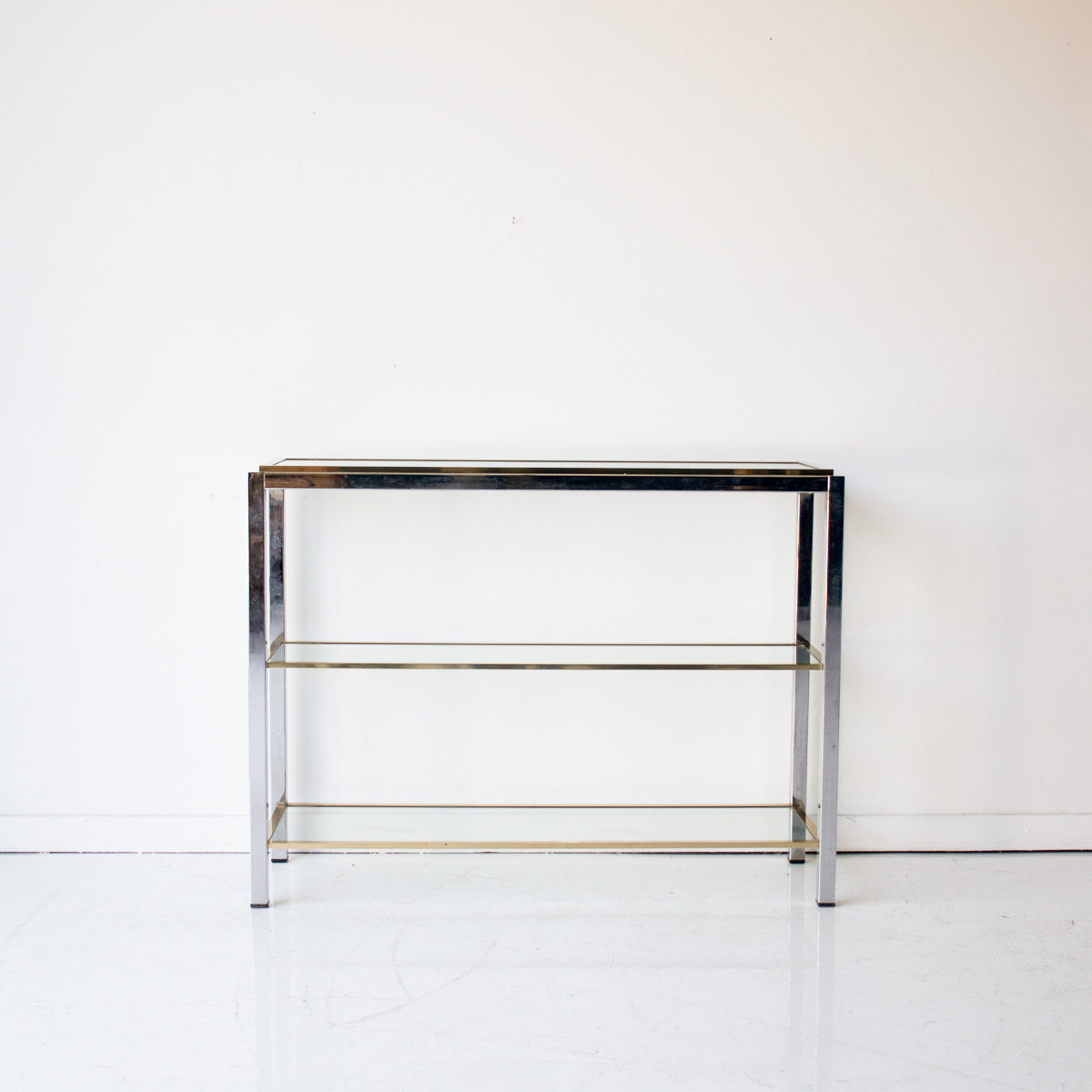Console vintage en nickel et laiton