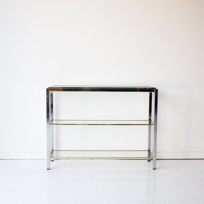 Console vintage en nickel et laiton