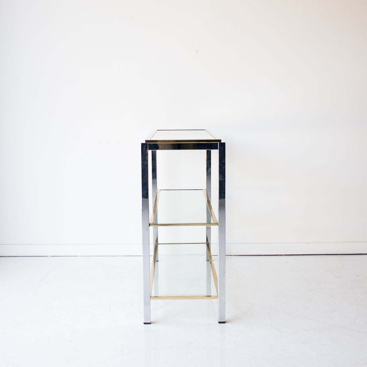 Console vintage en nickel et laiton