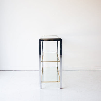 Console vintage en nickel et laiton