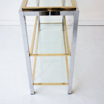 Console vintage en nickel et laiton