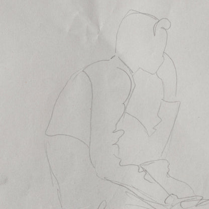 Dessin encadré représentant un homme pensif