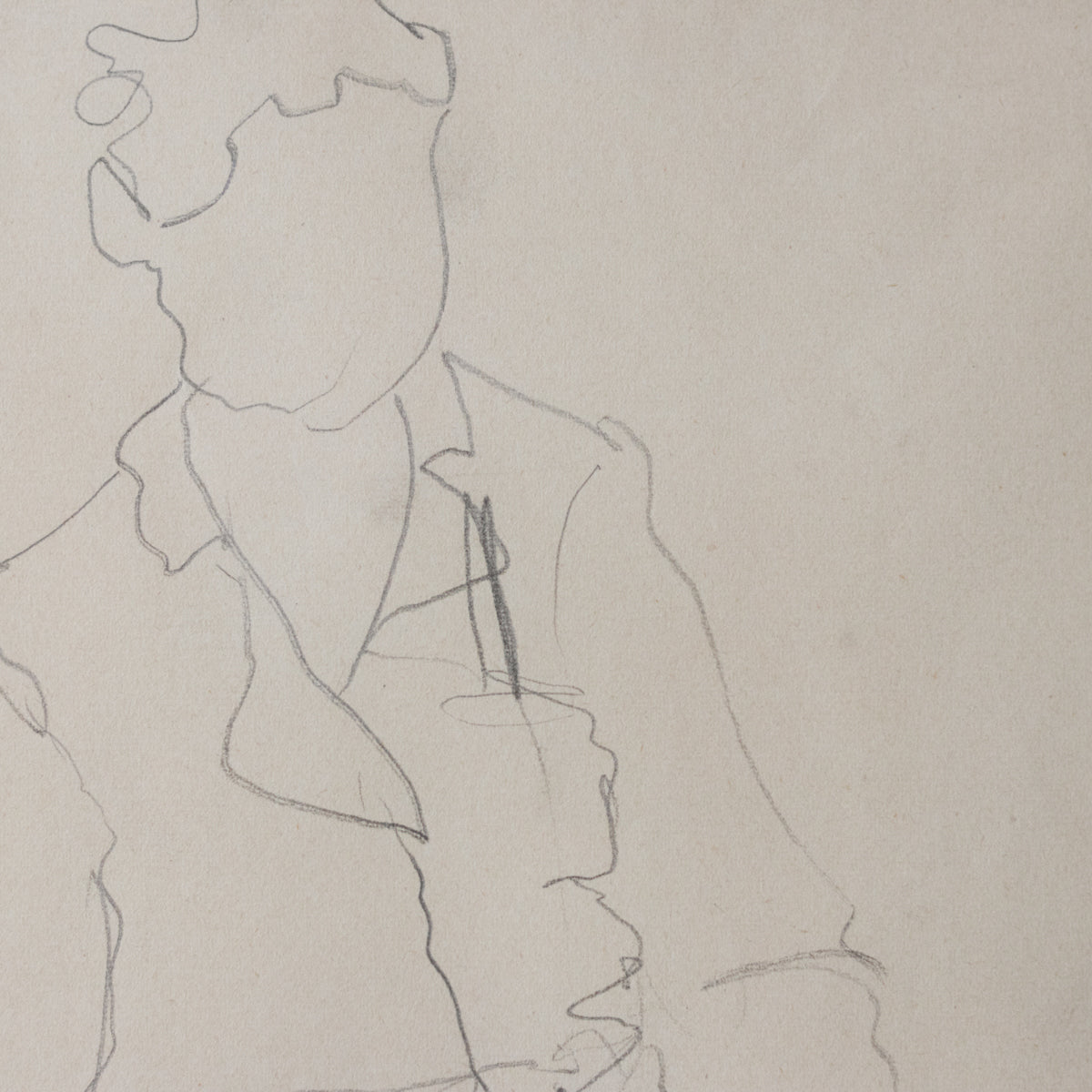 Dessin encadré : Homme aux mains jointes | Guy Aubert