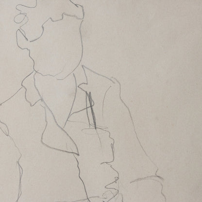 Dessin encadré : Homme aux mains jointes | Guy Aubert