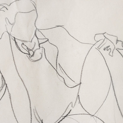 Dessin encadré représentant un homme assis | Guy Aubert