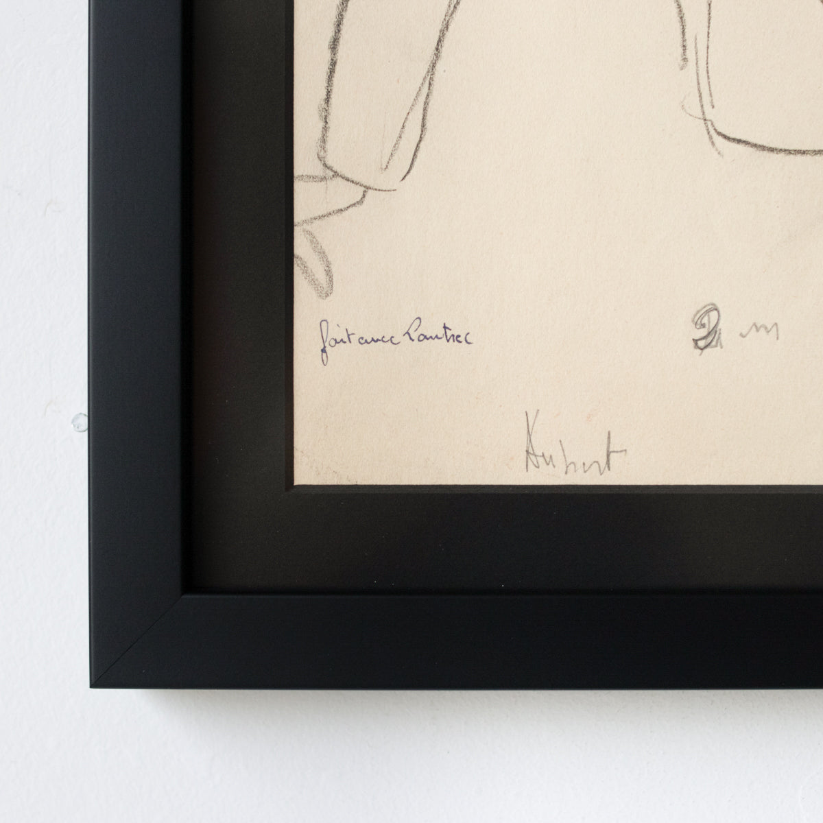 Dessin encadré représentant un homme assis | Guy Aubert
