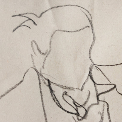 Dessin encadré représentant un homme assis | Guy Aubert