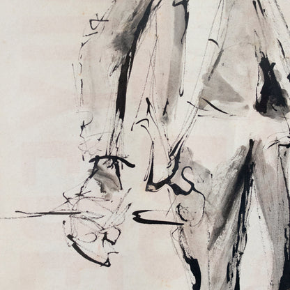 Aquarelle encadrée représentant un homme assis | Guy Aubert