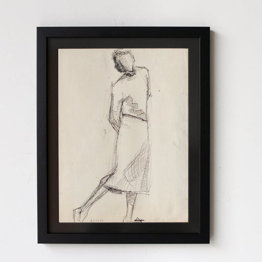 Dessin encadré représentant une femme en position détendue | Guy Aubert