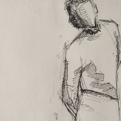 Dessin encadré représentant une femme en position détendue | Guy Aubert