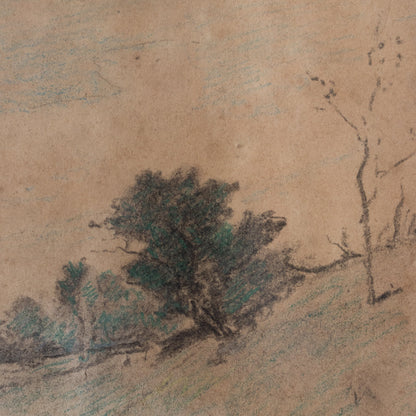 Dessin encadré sur papier journal | Paysage