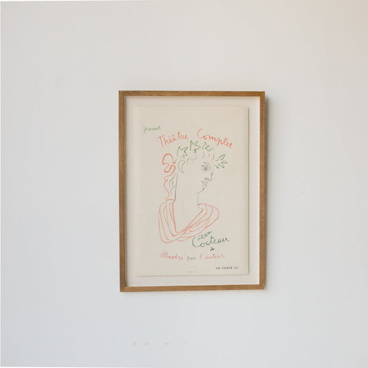 Affiche publicitaire française vintage | Théâtre complet Jean Cocteau