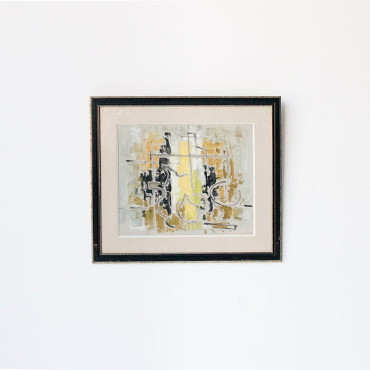 Peinture acrylique abstraite en jaune et noir