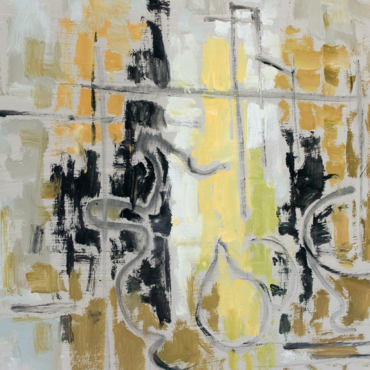 Peinture acrylique abstraite en jaune et noir