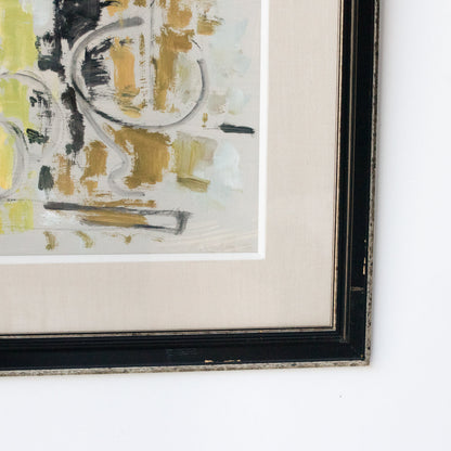 Peinture acrylique abstraite en jaune et noir