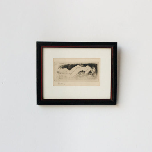 Lithographie nue allongée