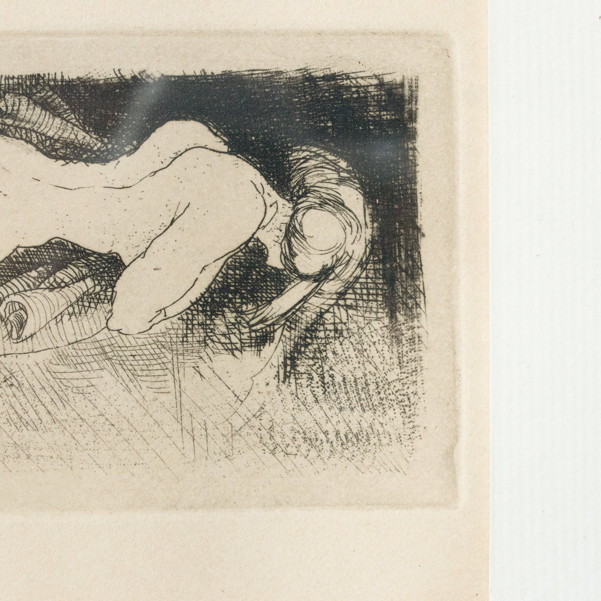 Lithographie nue allongée
