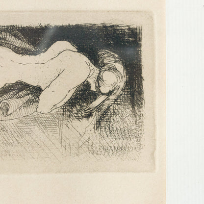 Lithographie nue allongée