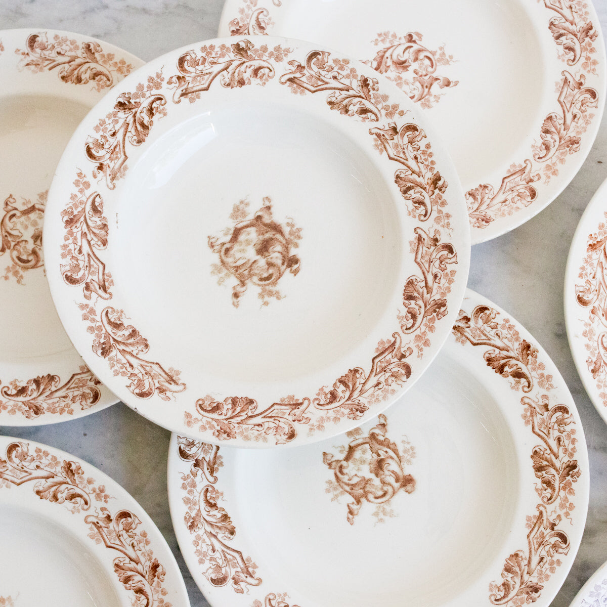 Ensemble de 4 bols à soupe Transferware