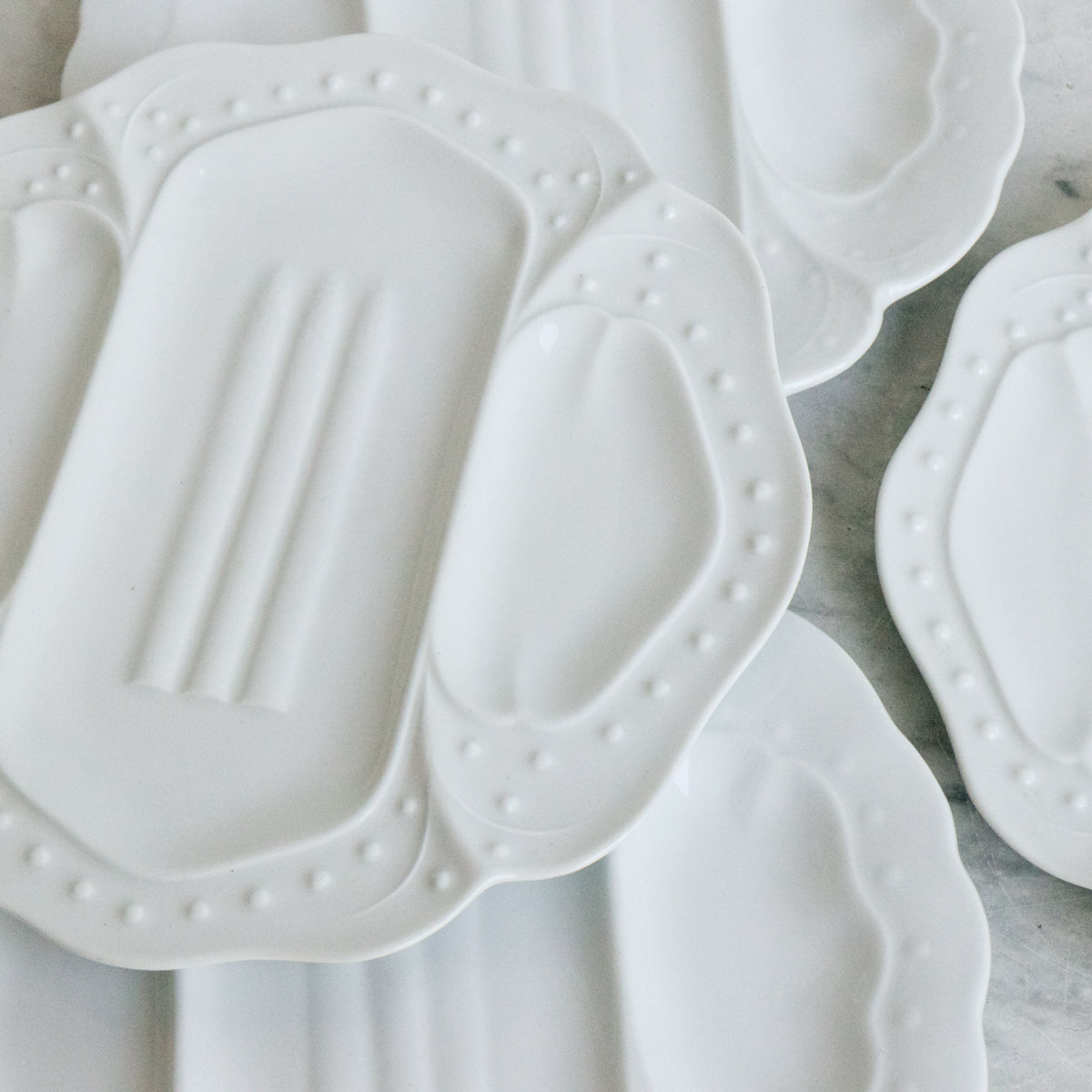 Ensemble de 6 assiettes à asperges vintage