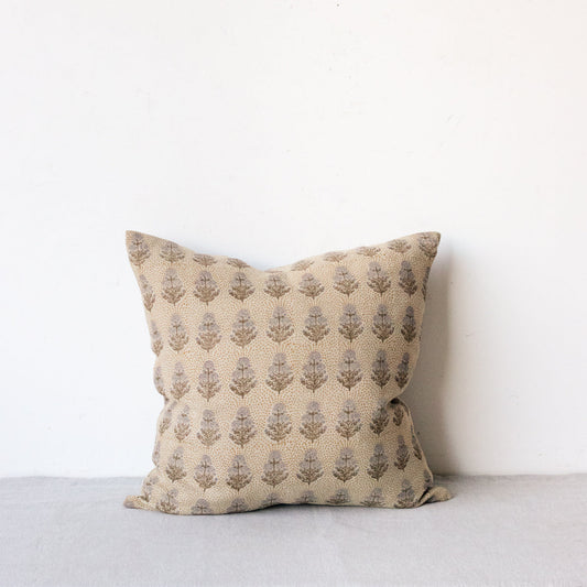 Housse de coussin à imprimé bloc | Coquelicot moutarde