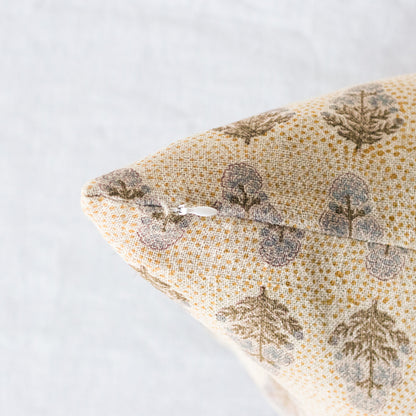 Housse de coussin à imprimé bloc | Coquelicot moutarde