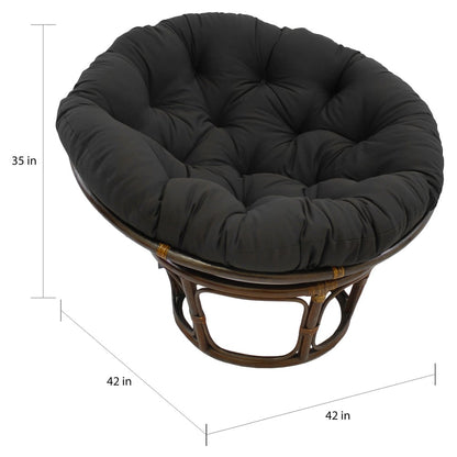 Chaise Papasan Bali en rotin de 42 pouces avec coussin en sergé
