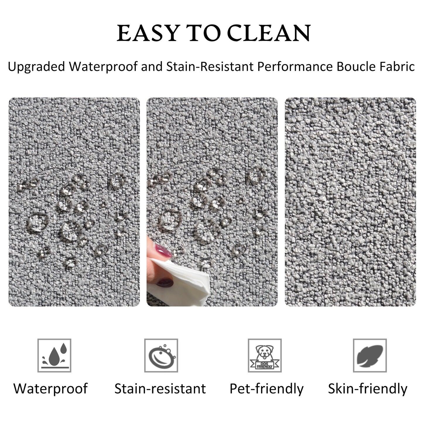 Causeuse 2 places rembourrée KINWELL Boucle avec oreillers