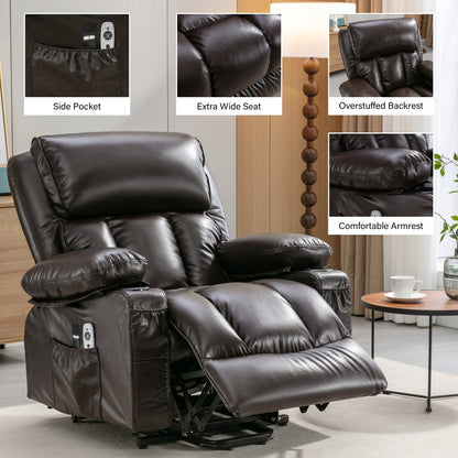 Grand fauteuil inclinable électrique avec chauffage et massage 8 points - Télécommande, port USB