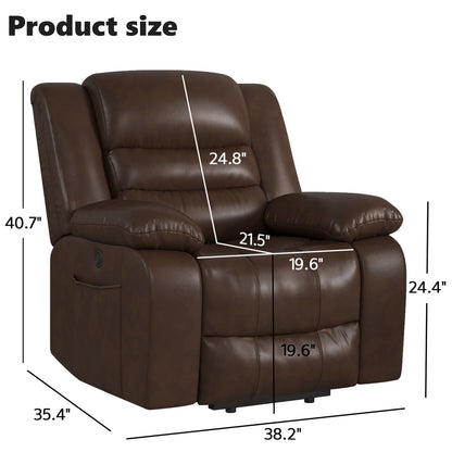 Fauteuil inclinable releveur en cuir avec double moteur, fauteuils inclinables électriques surdimensionnés avec chauffage et massage électrique