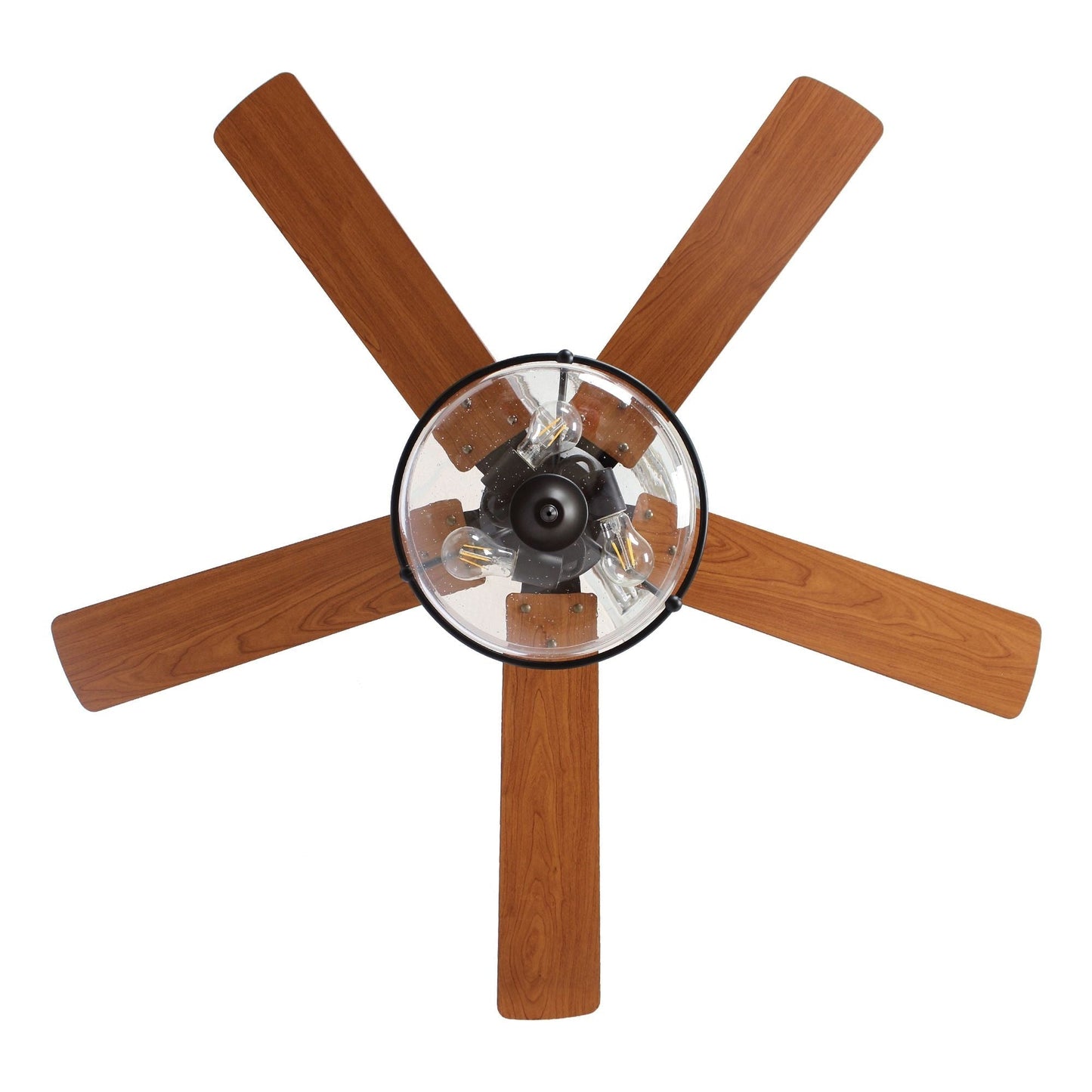 Ventilateur de plafond réversible en bois de 52 pouces, 5 pales et 3 lumières, avec télécommande