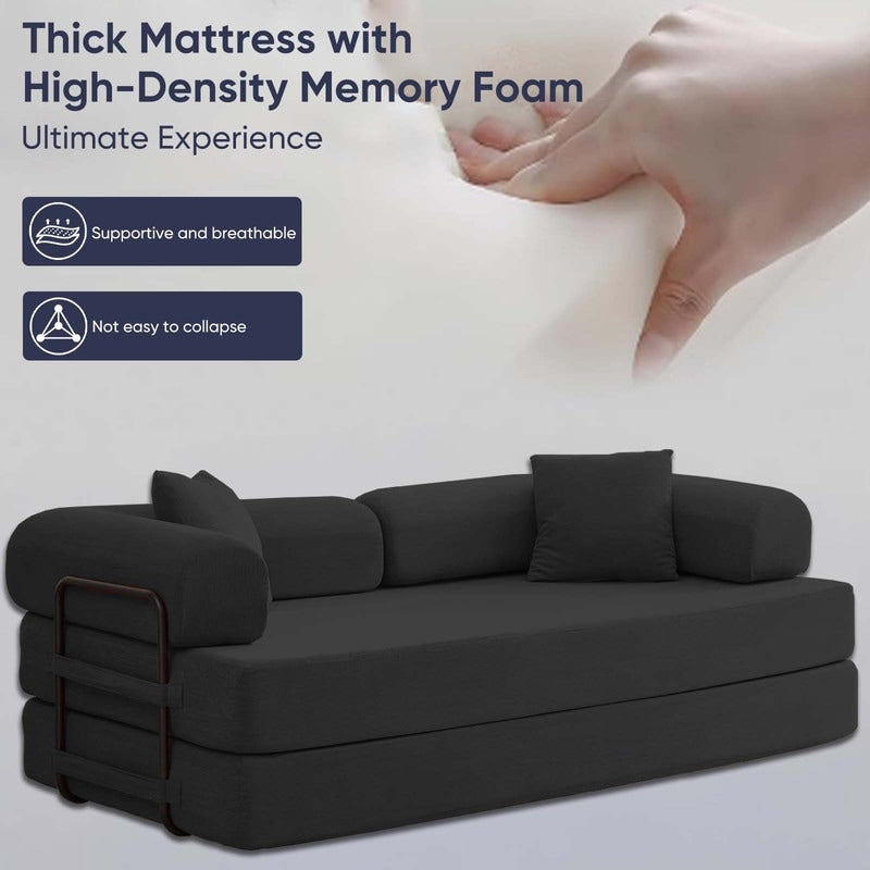 Canapé-lit convertible Mixoy avec accoudoirs amovibles, matelas pliant, canapé-lit de sol amovible et lavable