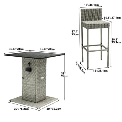 Ensemble de bar en osier pour meubles d'extérieur Moasis 5 pièces - 5 pièces