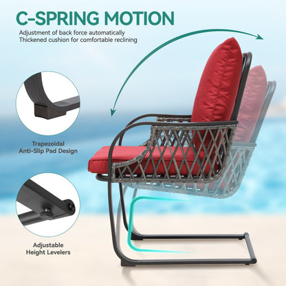 Ensemble de bistrot de jardin Moasis Red 3 pièces avec sièges rembourrés