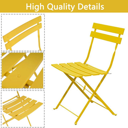 Ensemble bistrot pliant en métal 3 pièces, résistant aux intempéries, pour l'extérieur et l'intérieur, idéal pour la terrasse, la cour et le jardin.