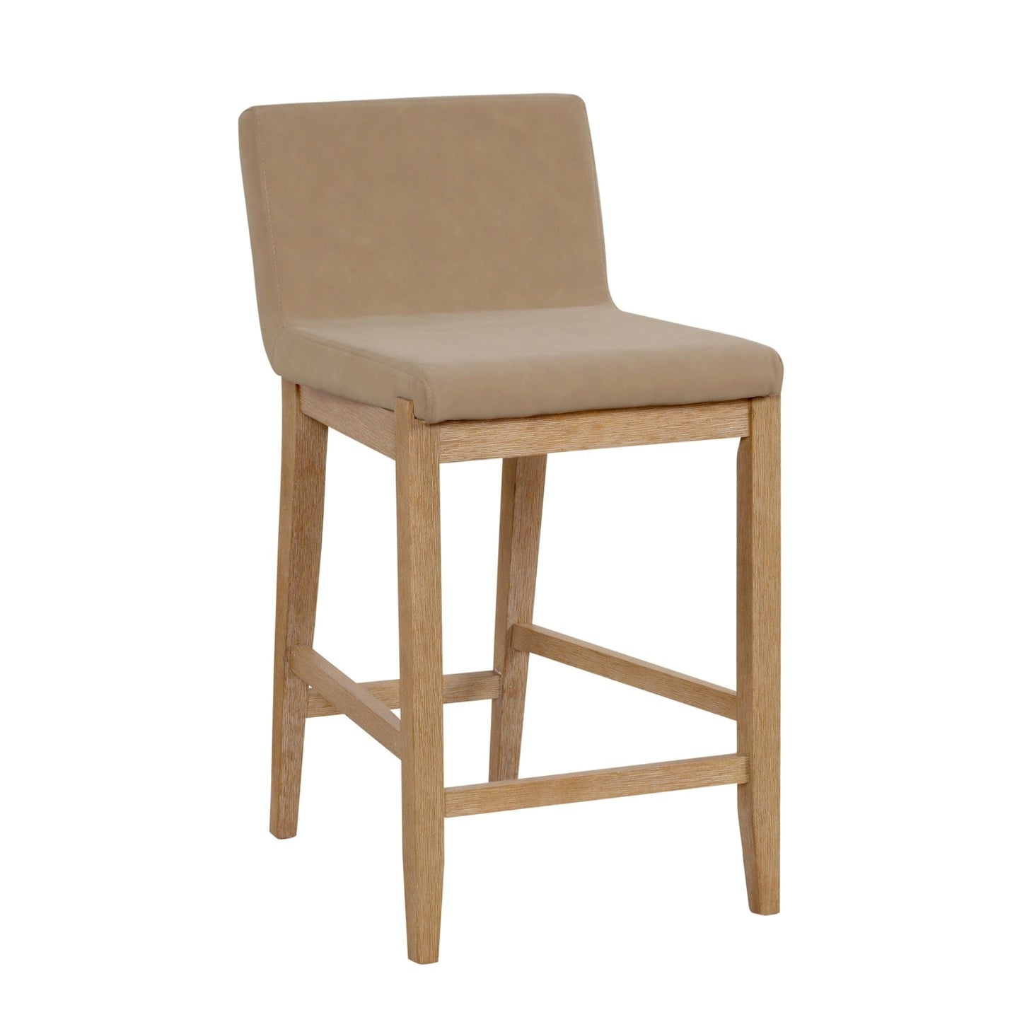 Tabouret de bar moderne Gracie, chaise rembourrée en boucle et pieds en bois brossé
