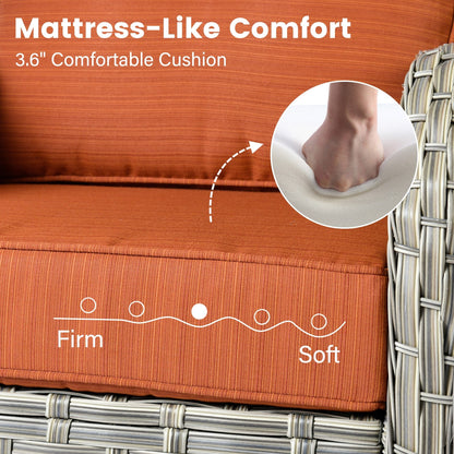 Ensemble de 9 chaises pivotantes d'extérieur en osier OVIOS avec table à feu