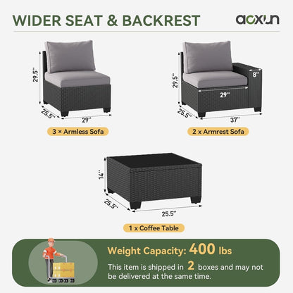 Ensembles de meubles de patio extérieurs avec coussins épais de 4 pouces