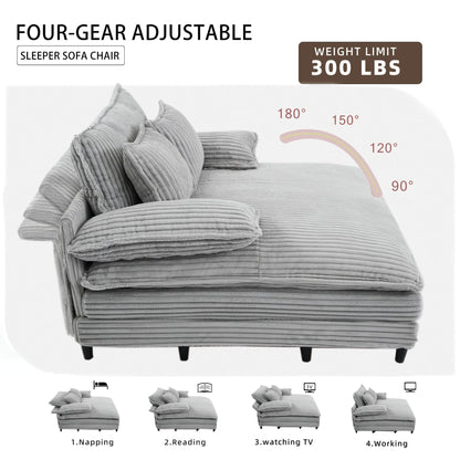 Canapé-lit surdimensionné en velours côtelé moelleux et réglable