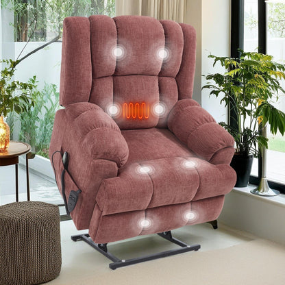 Fauteuil inclinable électrique surdimensionné en chenille avec massage et chauffage lombaire, inclinable en position infinie