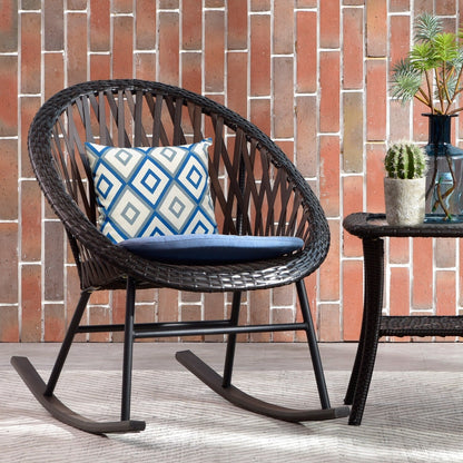 Ensemble bistrot OVIOS 3 pièces avec chaises à bascule et table basse en verre